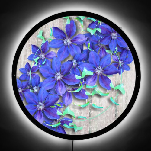 Bright Purple Clematis Floral LED Sign