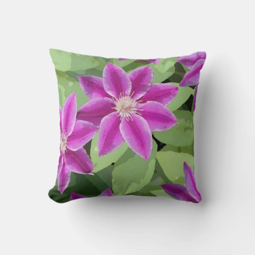 Bright purple Clematis square pillow