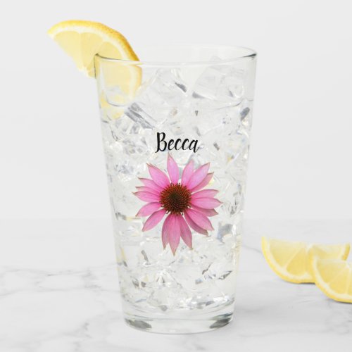 Bright Purple Coneflower Personalized Glass