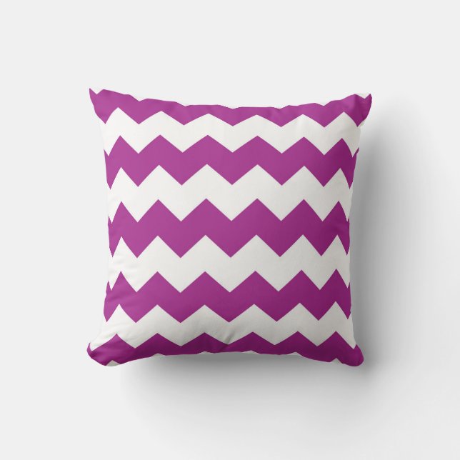 Bright Purple / Dark Magenta Chevron Pattern Throw Pillow (Front)