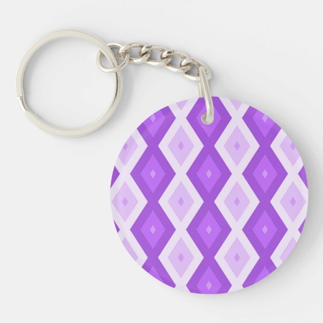 Bright purple diamond pattern keychain (Front)