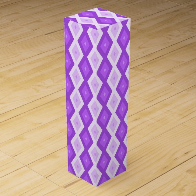 Bright purple diamond pattern wine box (Front)