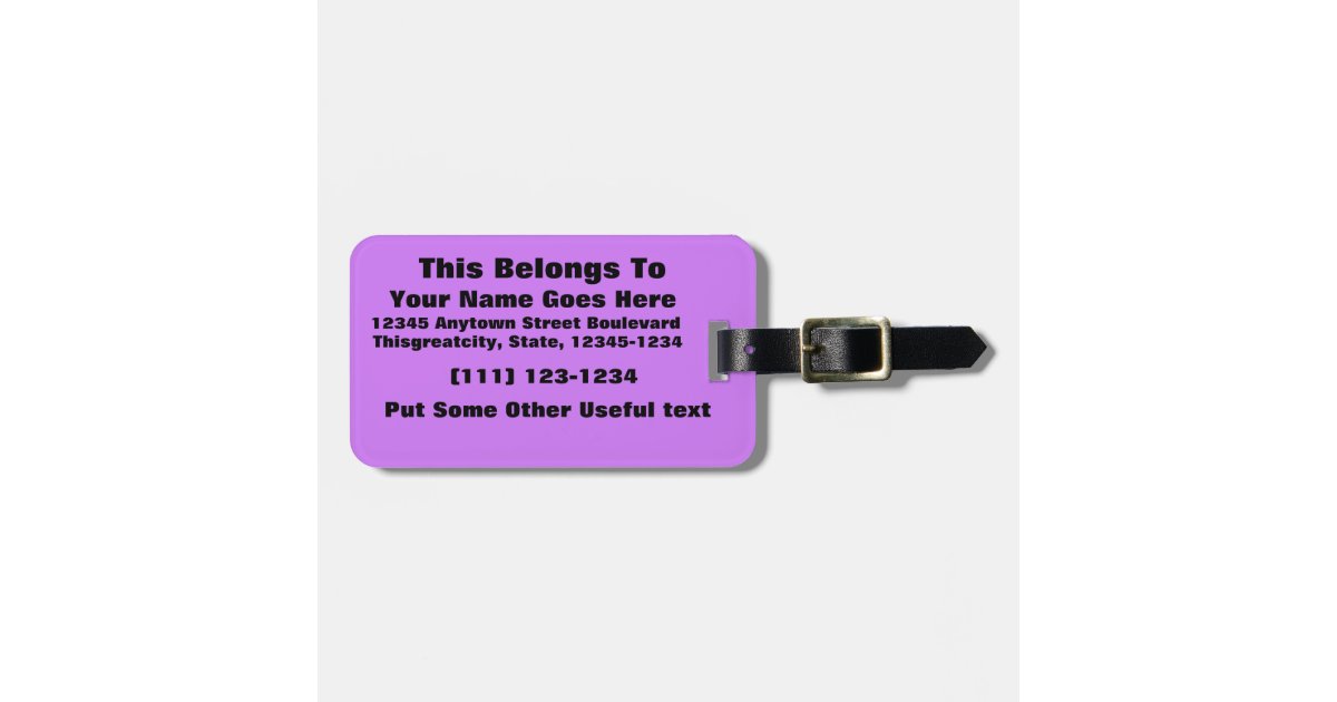Bright Purple Do It Yourself Design Template Bag Tag Zazzle Com