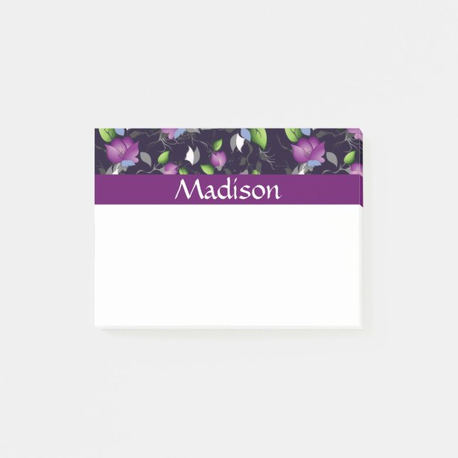 Bright Purple Flowers Pattern Post-it Notes (Front)
