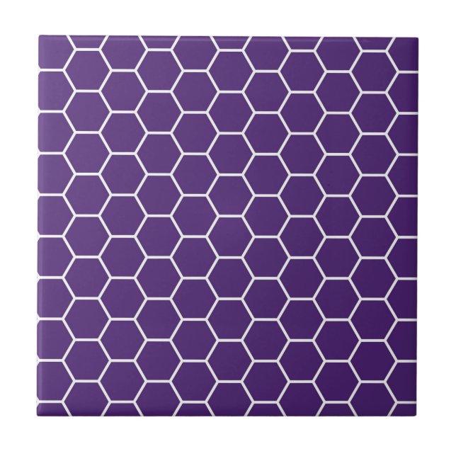Bright Purple Geometric Honeycomb Hexagon Pattern Ceramic Tile (Front)