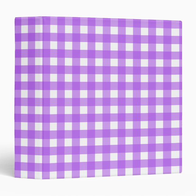 Bright purple gingham 3 ring binder (Front/Spine)