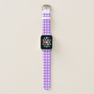 Bright purple gingham apple watch band
