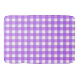 Bright purple gingham bath mat
