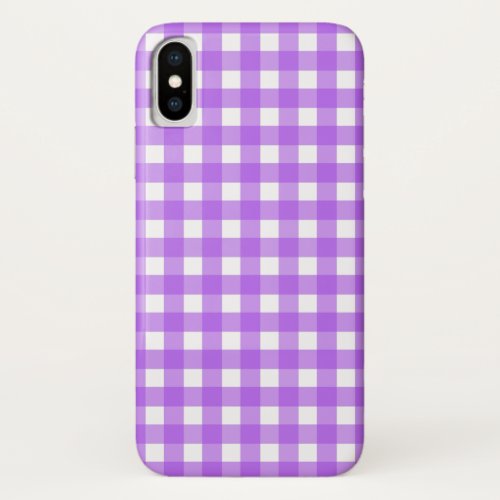 Bright purple gingham iPhone x case