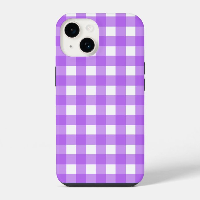 Bright purple gingham iphone case (Back)