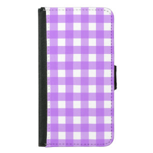 Bright purple gingham iPhone wallet case