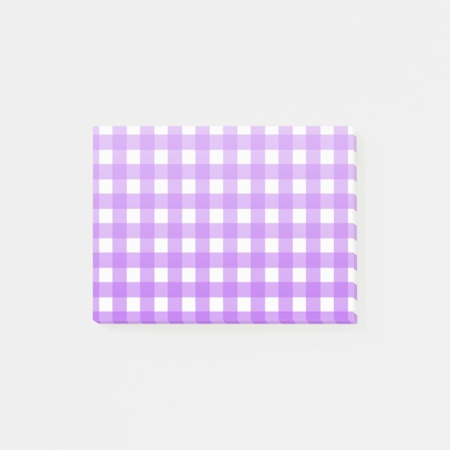 Bright purple gingham post-it notes (Front)