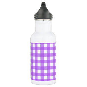 Bright purple gingham stainless steel water bottle