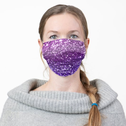 Bright Purple Glitter Mermaid Texture Sparkly Adult Cloth Face Mask (Worn)