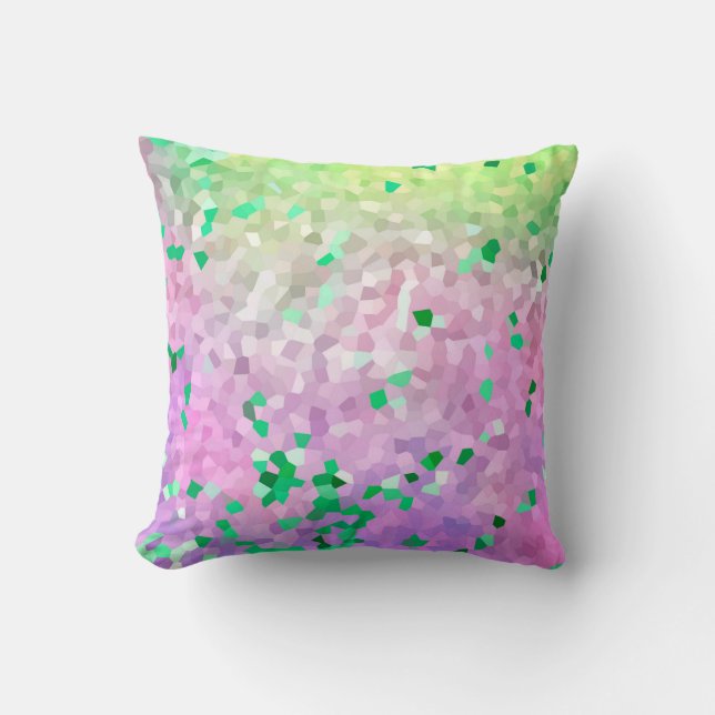 BRIGHT PURPLE GREEN PIXEL DESIGN CUSTOM CUSHION (Front)
