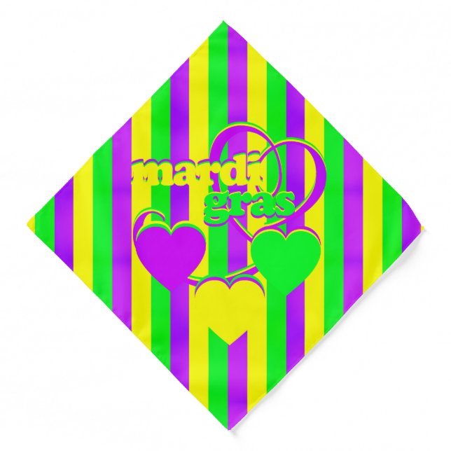Bright Purple Green Yellow New Orleans Mardi Gras Bandana (Front)