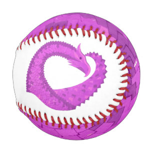 Bright purple heart dragon on white baseball