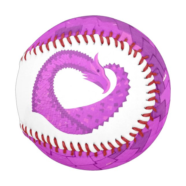 Bright purple heart dragon on white baseball (Front Right)