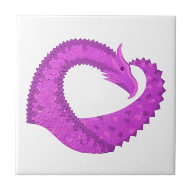 Bright purple heart dragon on white tile (Front)