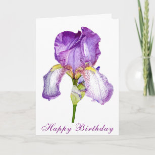 Bright Purple Iris Birthday Folded Card