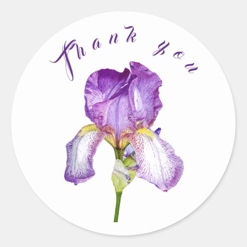 Bright Purple Iris Botanical Art Thank You Sticker