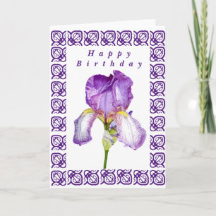 Bright Purple Iris Happy Birthday Folded Card