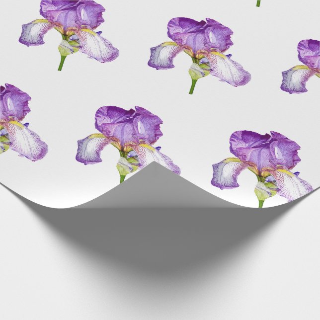 Bright Purple Iris Pattern Wrapping Paper (Corner)