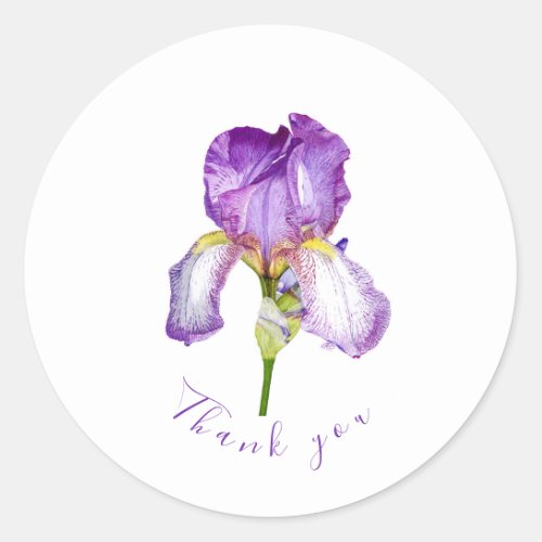 Bright Purple Iris Thank you Classic Round Sticker