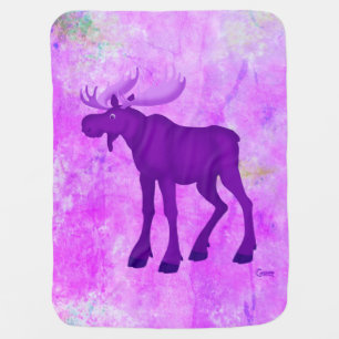 Bright Purple Moose II - Baby Blanket