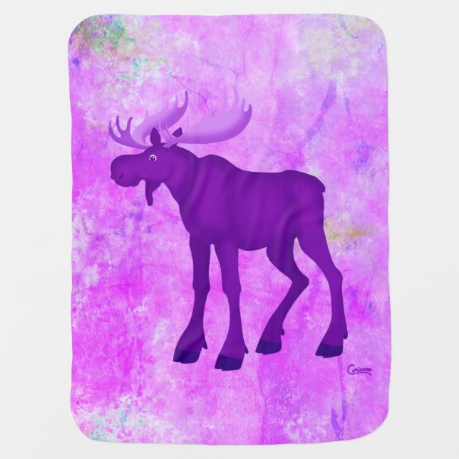 Bright Purple Moose II - Baby Blanket (Front)