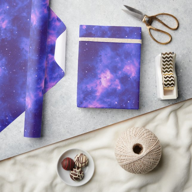 Bright Purple Nebula Night Sky Outer Space Wrapping Paper (Crafts)