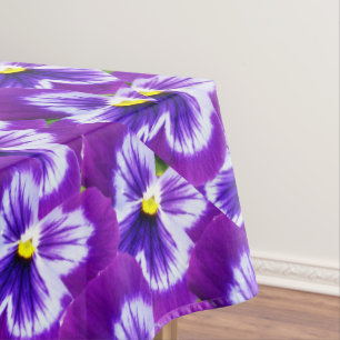 Bright Purple Pansies With Yellow Buttons, Tablecloth