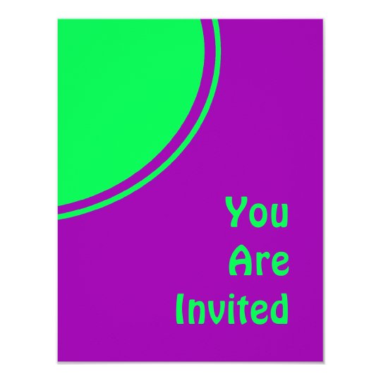 Bright purple pink lime green mod party invite