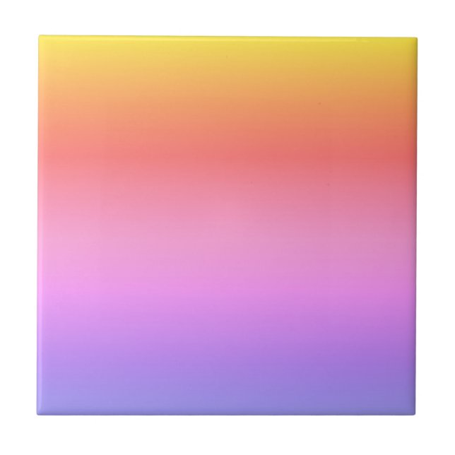 Bright Purple pink orange ombre abstract design Ceramic Tile (Front)