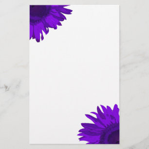 Bright Purple Pop Art Sunflowers Stationery