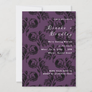 Bright Purple Rose Floral Wedding Invitation