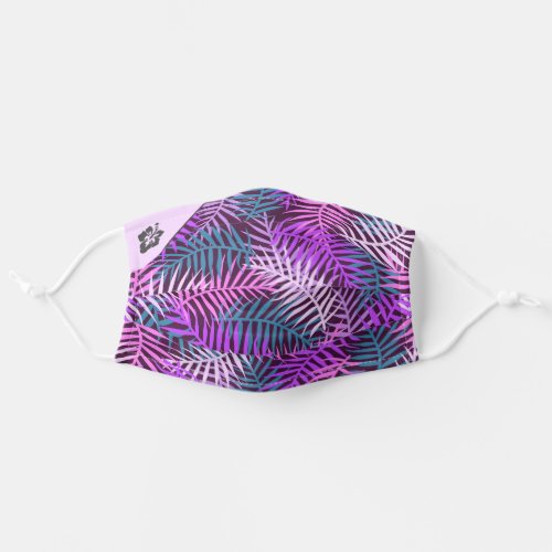 Bright Purple Tropical Leaves Palm Tree Pattern Adult Cloth Face Mask