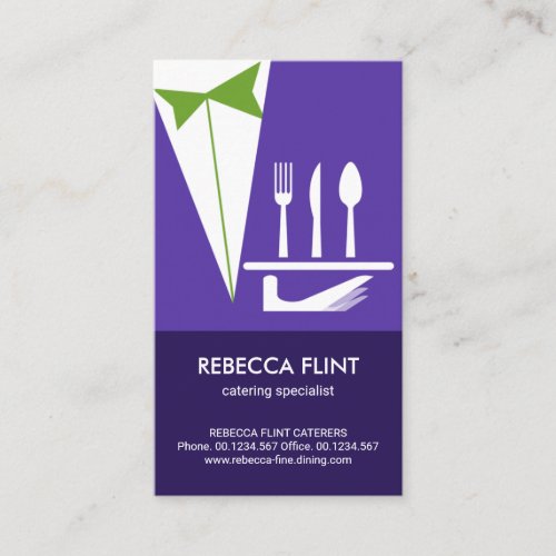 Bright Purple Tuxedo Serving Plate Cutlery Business Card