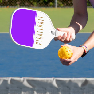Bright Purple White Color Block PICKLEBALL Text Carbon Fiber Pickleball Paddle