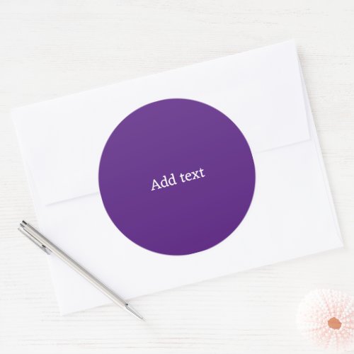Bright Purple with White Text Template Classic Round Sticker