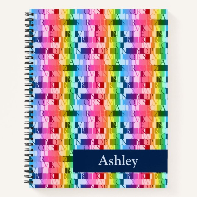 Bright Rainbow Alphabet Boxes Notebook (Front)