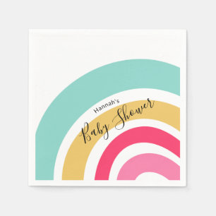 Bright Rainbow Baby Shower with Name Napkins