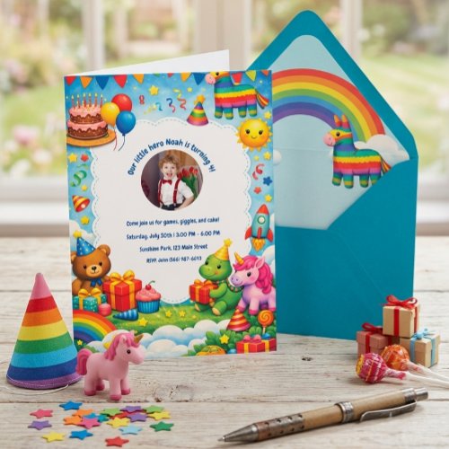 Bright Rainbow Birthday Invitation