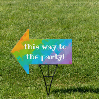 Bright Rainbow Birthday Party Arrow Sign