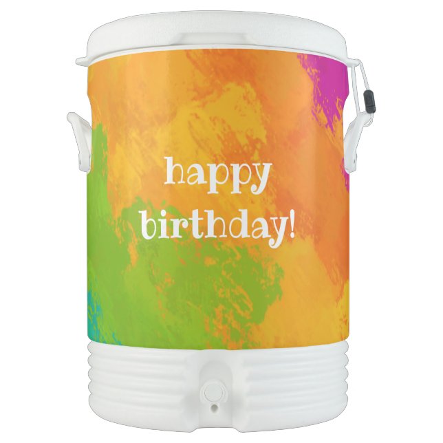 Bright Rainbow Birthday Party Drink Cooler (Front)