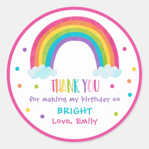 Bright Rainbow Birthday Party Gift Favor Classic Round Sticker