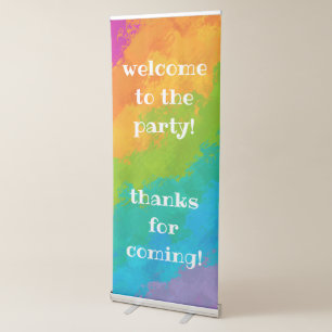 Bright Rainbow Birthday Party Vertical Retractable Banner