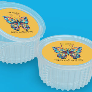 Bright Rainbow Butterly Aqua Blue Orange Classic Round Sticker