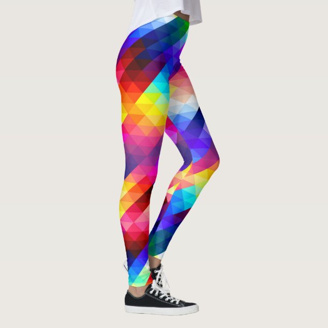 Bright Rainbow Checker Pattern Leggings (Right)