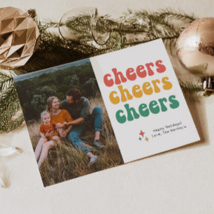 Bright Rainbow Cheers Multi Photo Christmas Card